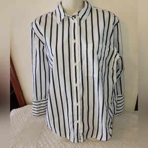 SOLD J. Crew Garcon Cotton Poplin Button Down Shirt Stripe 6 Small Navy White